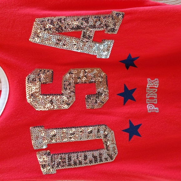 NWOT Victoria’s Secret PINK XS Sequin Bling USA Patriotic Racerback Tank Top - Picture 3 of 4